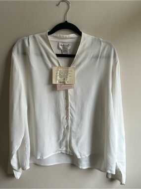 Lightweight White Button-Front Blouse